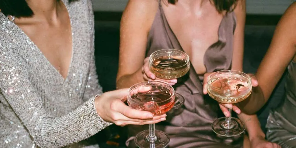 Woman in Silver V-neck Long-sleeved Dress