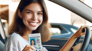 Young student with permit