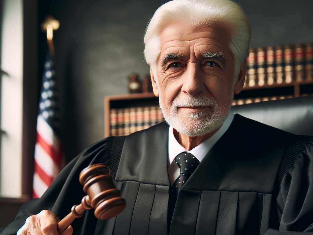 An elderly male judge.