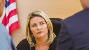 Judge listening to arguments