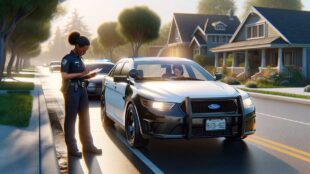 Law enforcement stop in a residential area