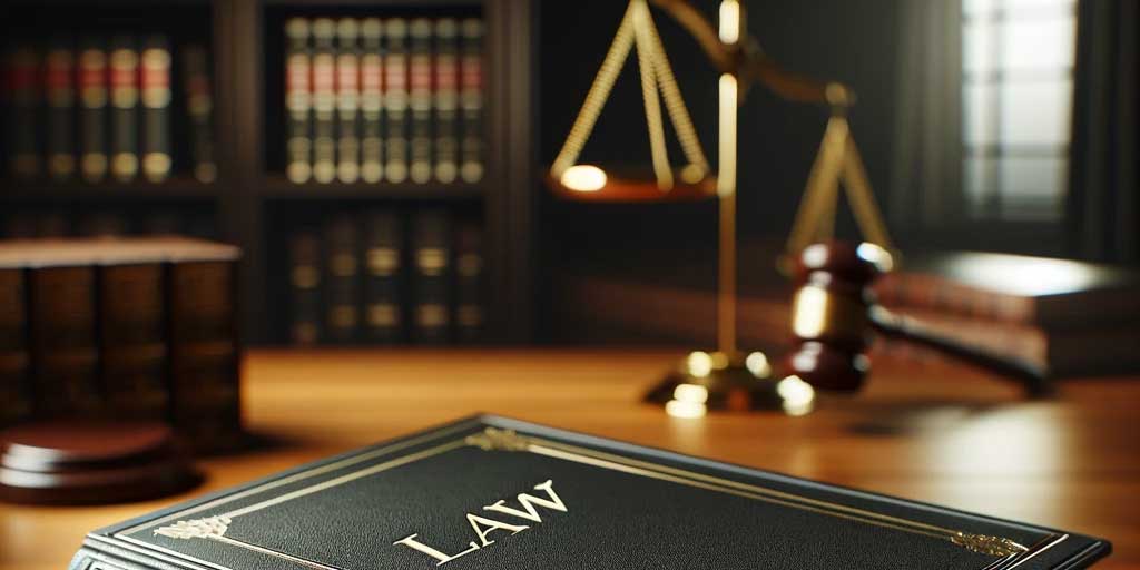 A law book placed on a desk