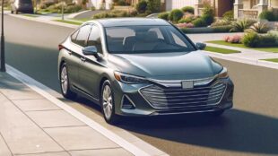 Parked car in front of a driveway