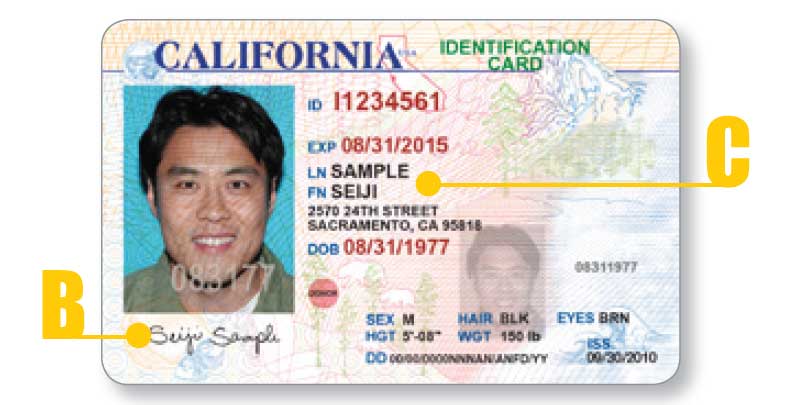 The front of a California License with your name on two lines.